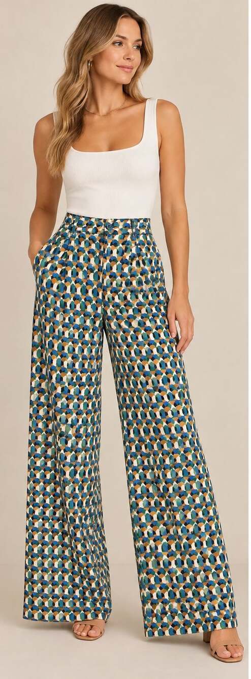 RESA Sasha Riviera Trouser NWT Geometric Print Wide Leg Long Pants XS